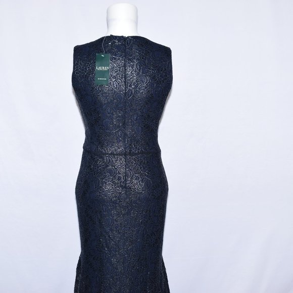 *NEW* Lauren Ralph Lauren Navy Ruffled Lace - Picture 4 of 8